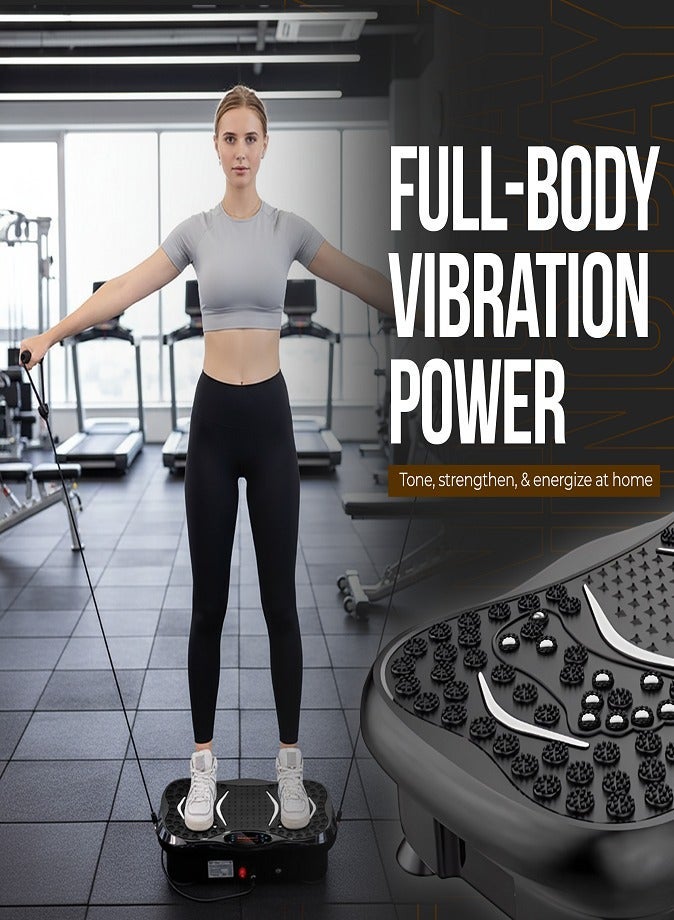 Vibration Plate Exercise Machine with 2 Resistance Bands, Whole Body Vibration Platform