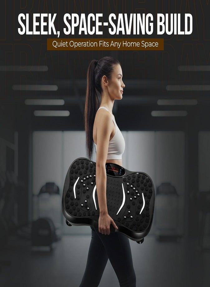 Vibration Plate Exercise Machine with 2 Resistance Bands, Whole Body Vibration Platform