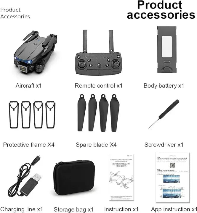 E88 Pro Drone with DUAL Camera, WiFi FPV 1080P HD Dual Foldable